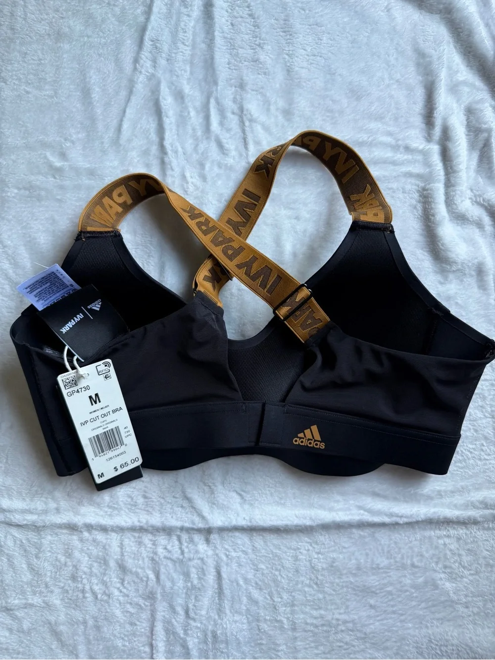 Adidas x Ivy Park Cut Out Sports Bra Black Mesa NWT Medium Beyoncé - Picture 2 of 2